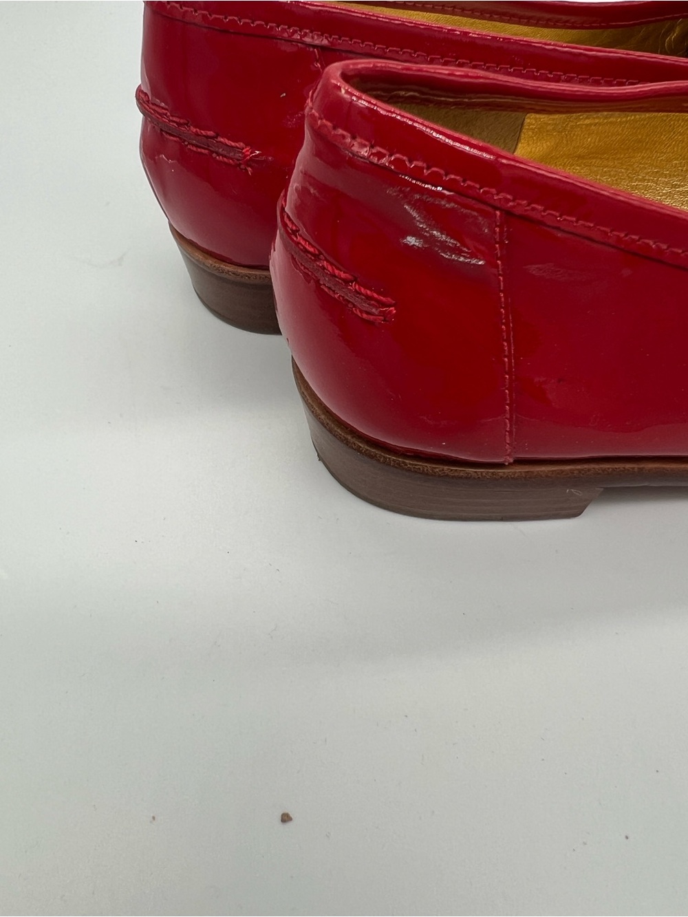 kate spade Red Patent Leather Bow Loafers with Gold Insole - Picture 5 of 6